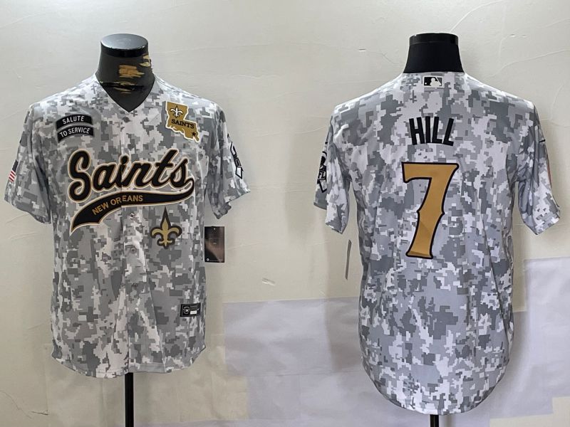 Men New Orleans Saints #7 Hill Nike Arctic Camo 2024 Salute to Service Limited NFL Jersey style 2->new york mets->MLB Jersey